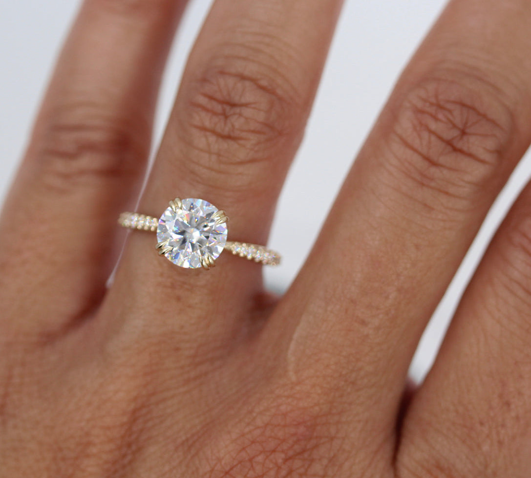 1.80 CT Round Solitaire Moissanite Engagement Ring With Pave Setting 2