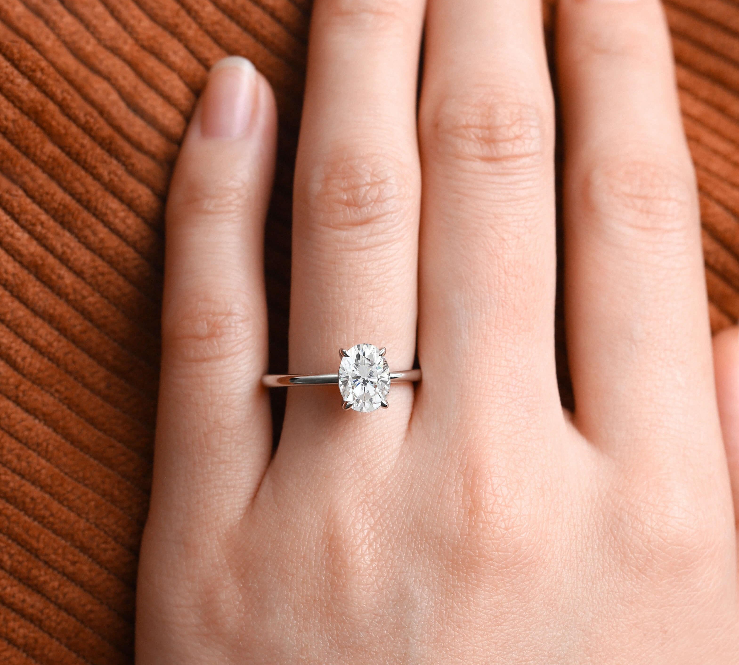 1.33 CT Oval Cut Solitaire Moissanite Engagement Ring 2