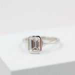1.55 CT Emerald Cut Bezel Solitaire Moissanite Engagement Ring 5