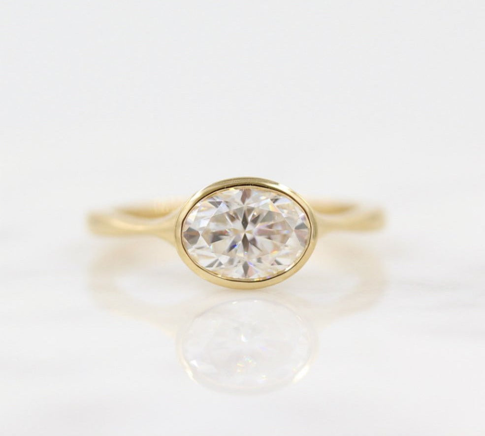 2.0 CT Oval Cut Bezel Solitaire Moissanite Engagement Ring 1