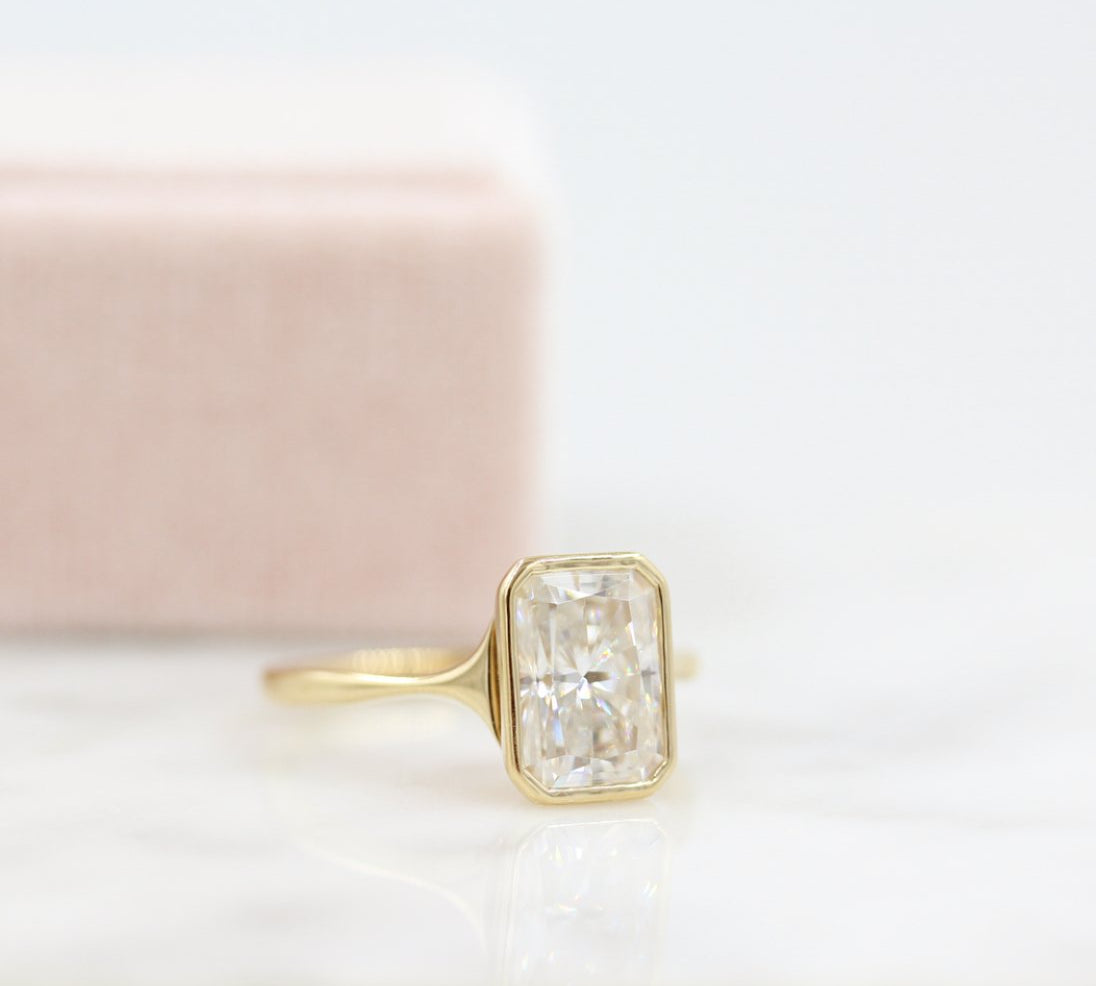 2.43 CT Radiant Bezel Solitaire Moissanite Engagement Ring 3