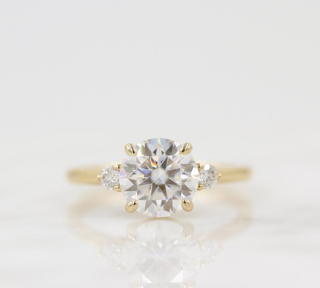 1.80 CT Round Cut Three Stone Moissanite Engagement Ring 1