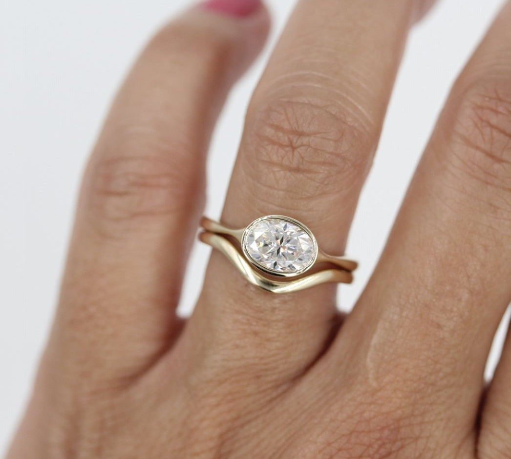 2.0 CT Oval Cut Bezel Solitaire Moissanite Engagement Ring 3