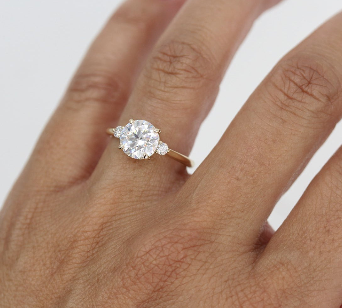 1.80 CT Round Cut Three Stone Moissanite Engagement Ring 2