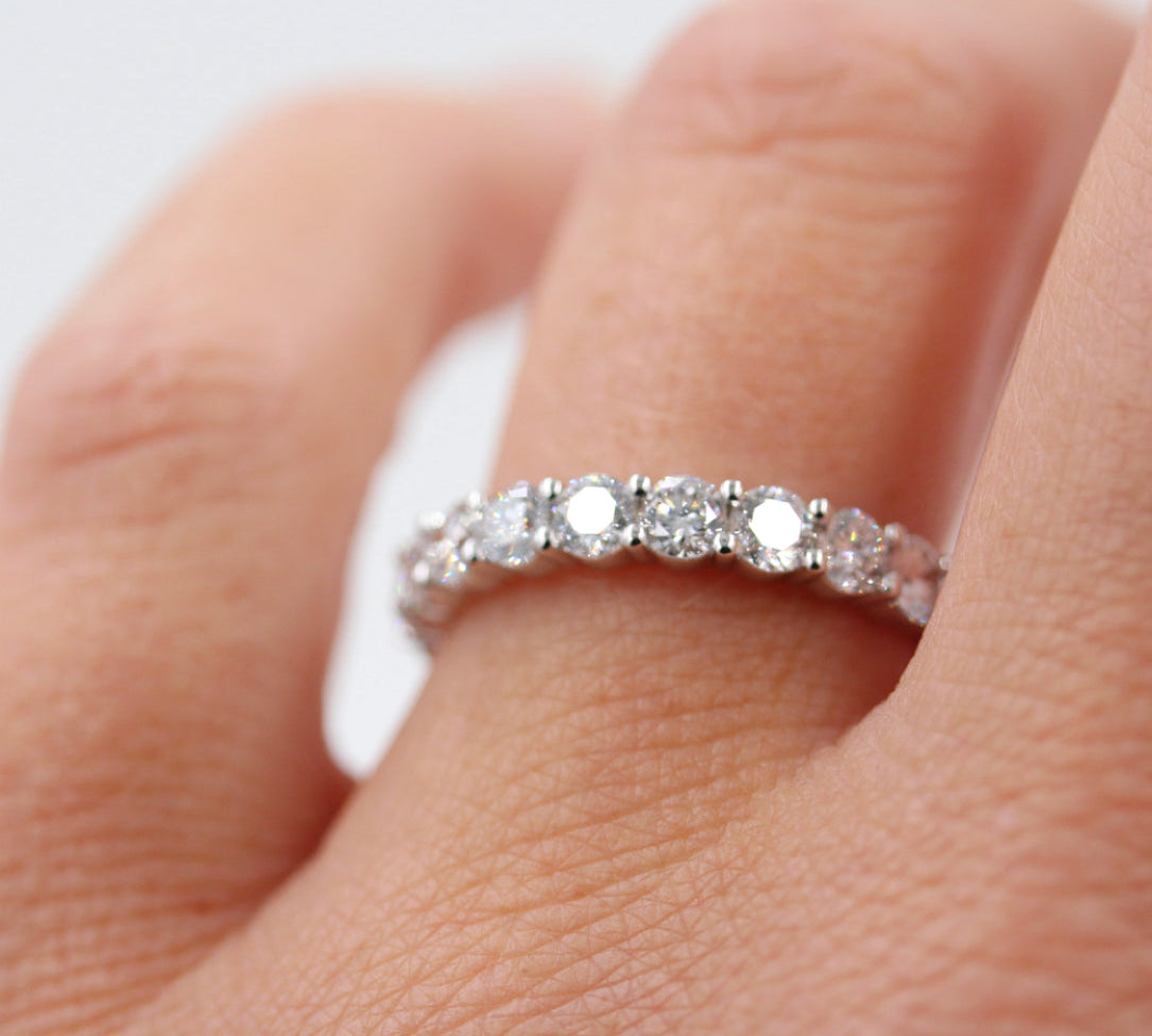 1.0 TCW Round Cut Half Eternity Moissanite Wedding Band 2