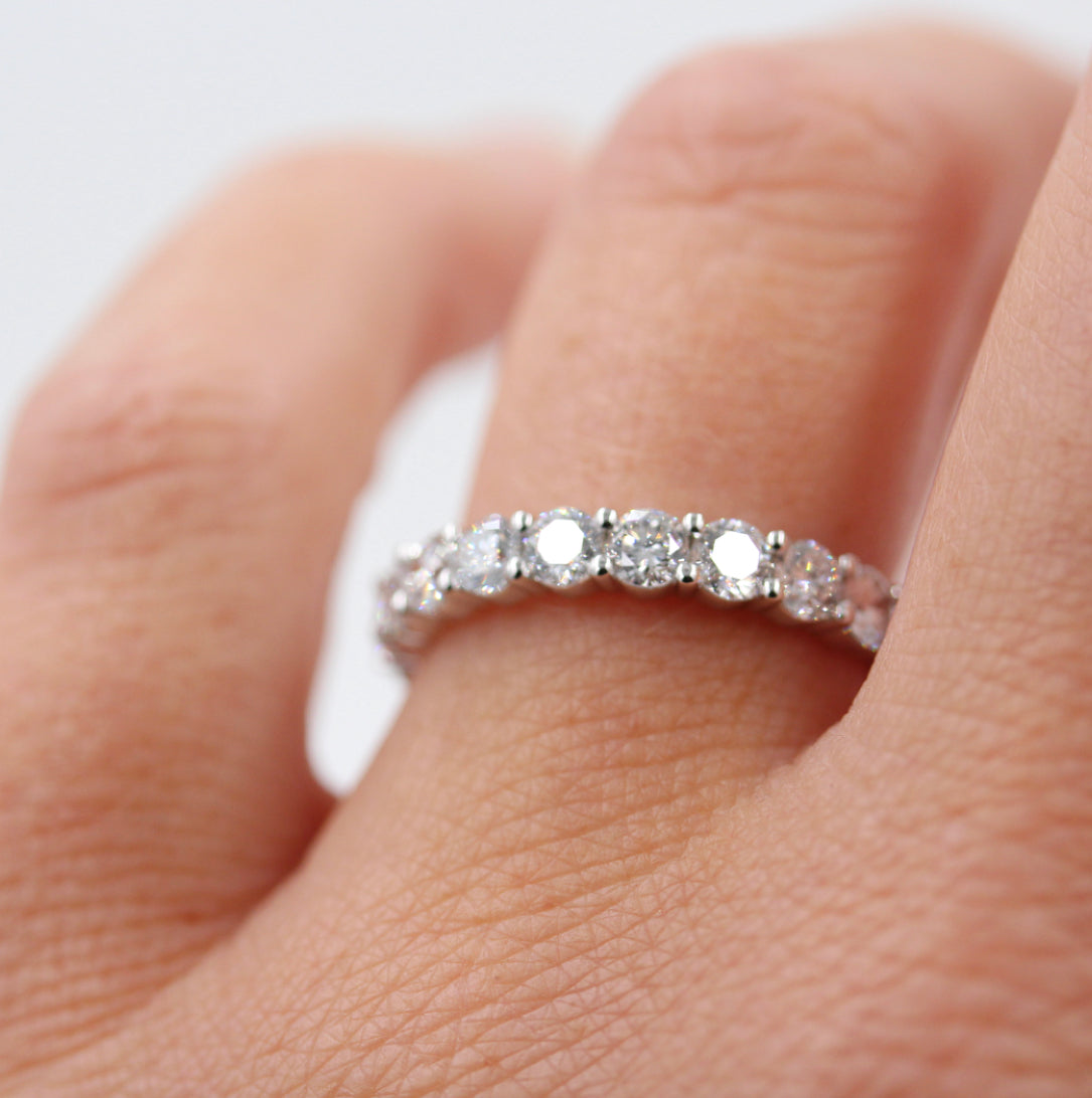 1.0 TCW Round Cut Half Eternity Moissanite Wedding Band 2