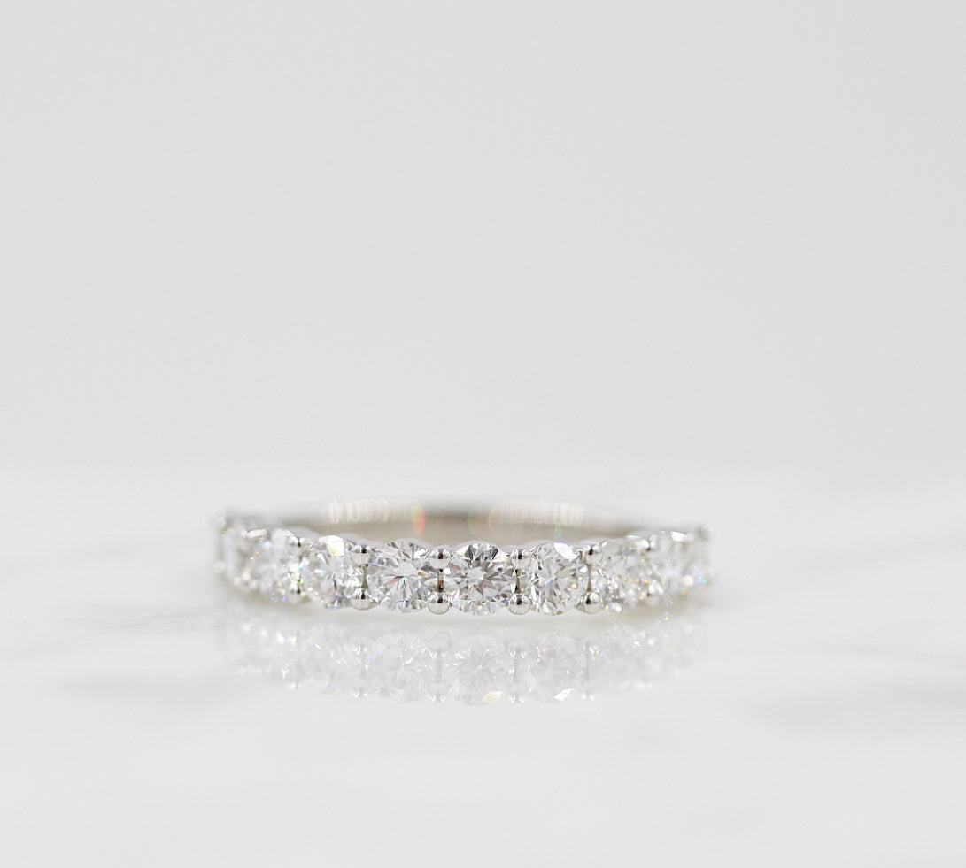 1.0 TCW Round Cut Half Eternity Moissanite Wedding Band 3