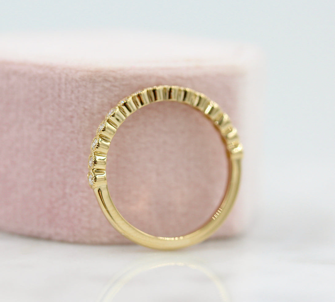 0.22 TCW Round Milgrain Half Eternity Moissanite Wedding Band 3