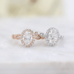 1.33 CT Oval Cut Halo Moissanite Engagement Ring 6