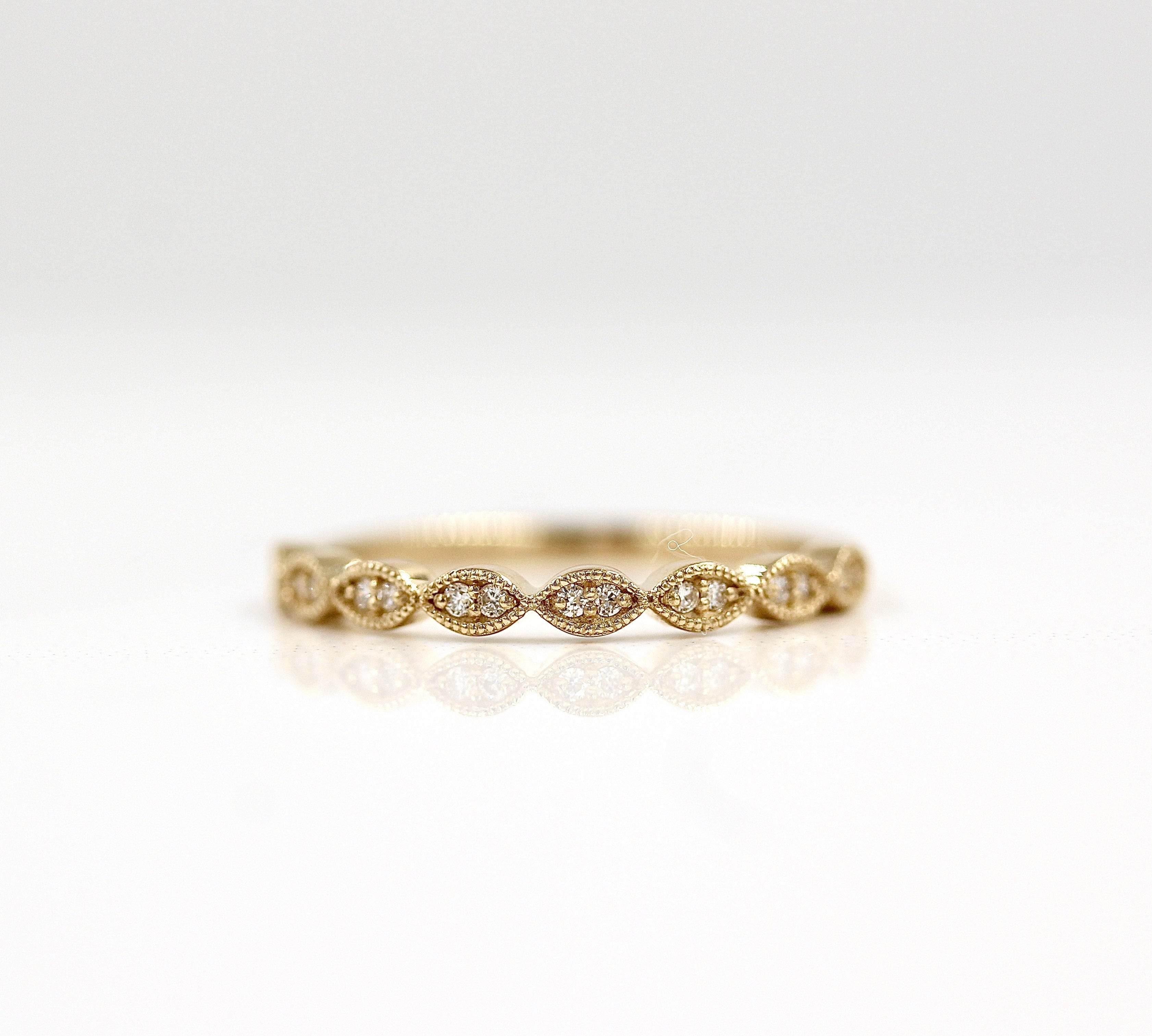 0.10 TCW Round Cut Milgrain Style Moissanite Wedding Band 1