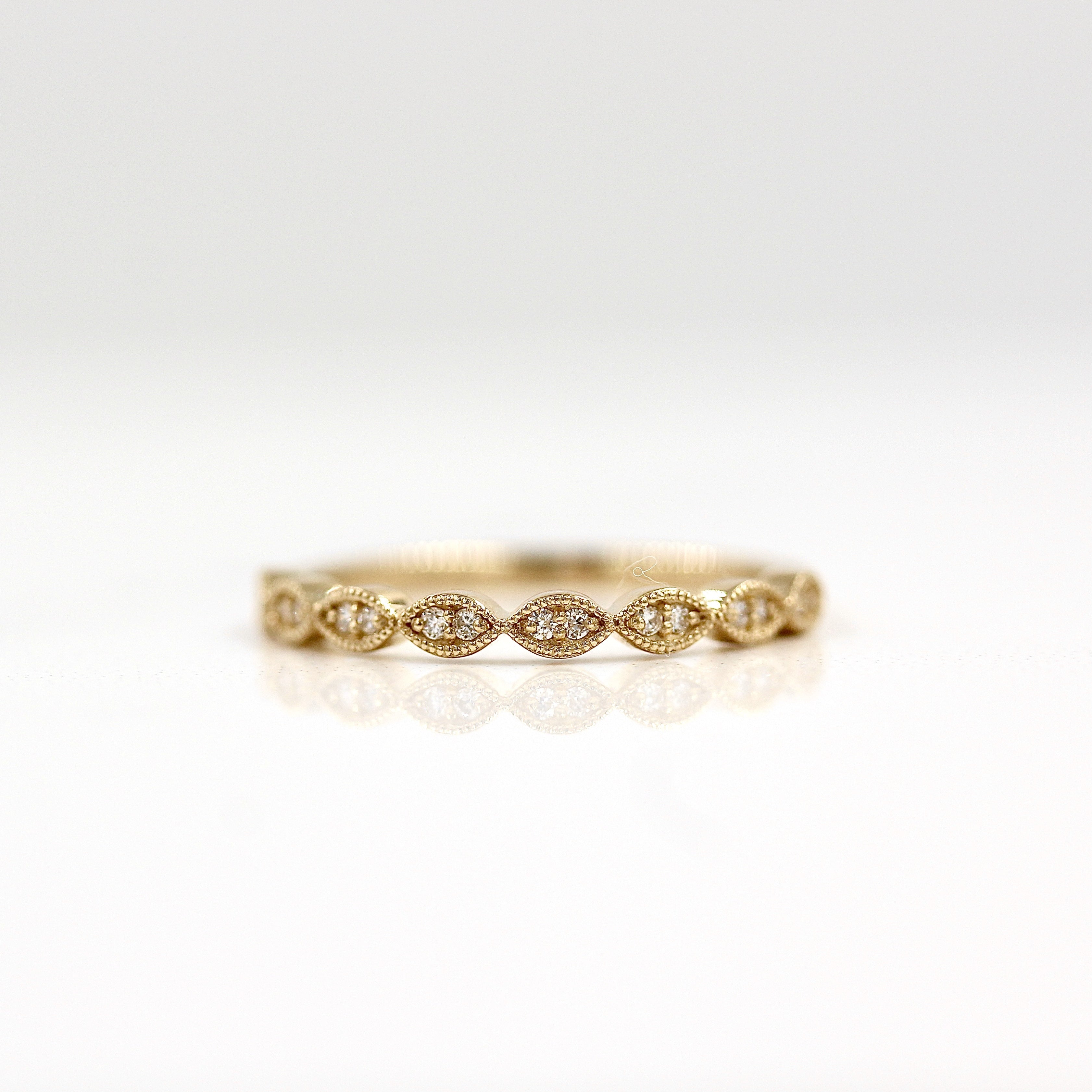 0.10 TCW Round Cut Milgrain Style Moissanite Wedding Band 1