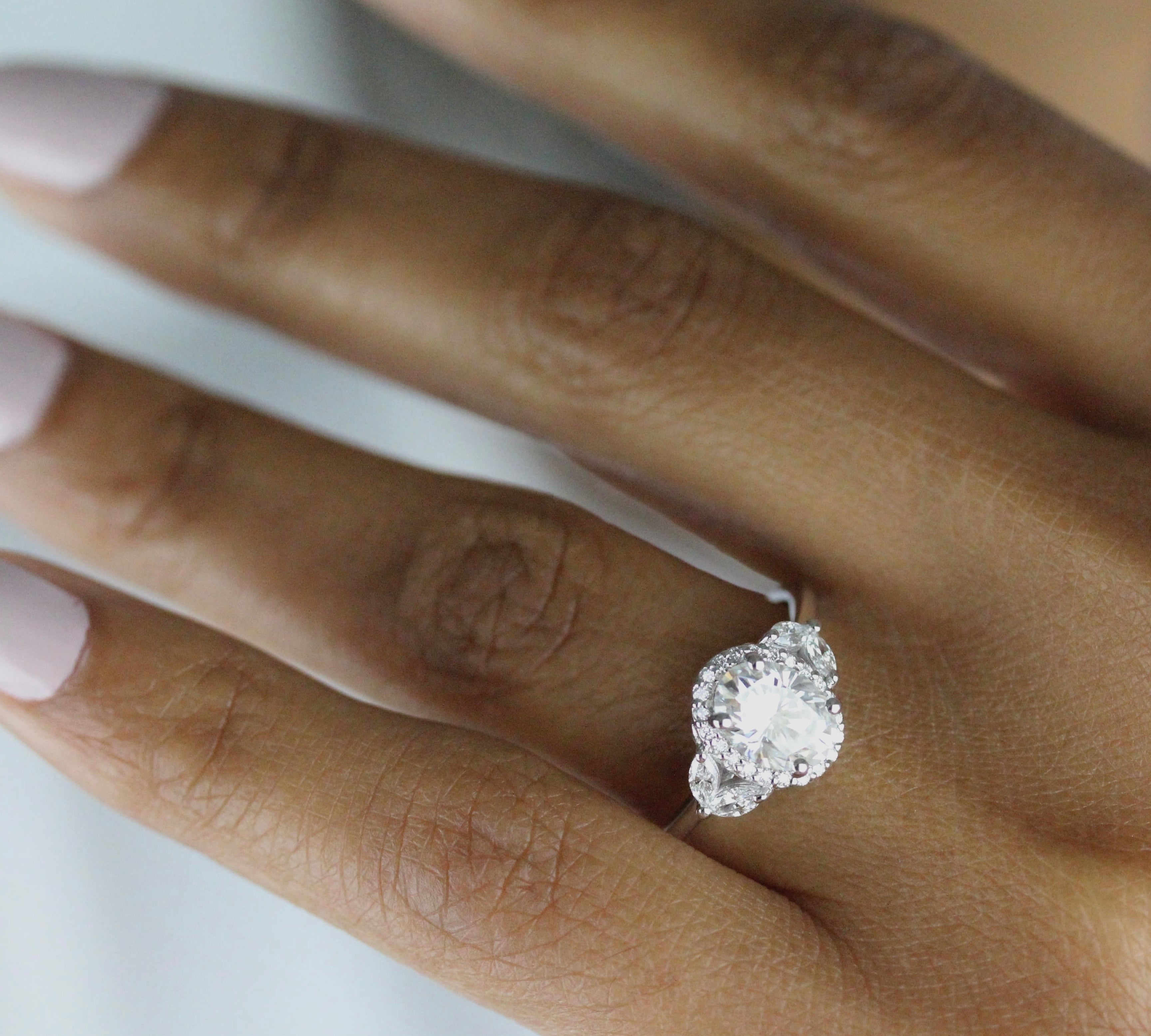 1.33 CT Oval Cut Halo Moissanite Engagement Ring 2