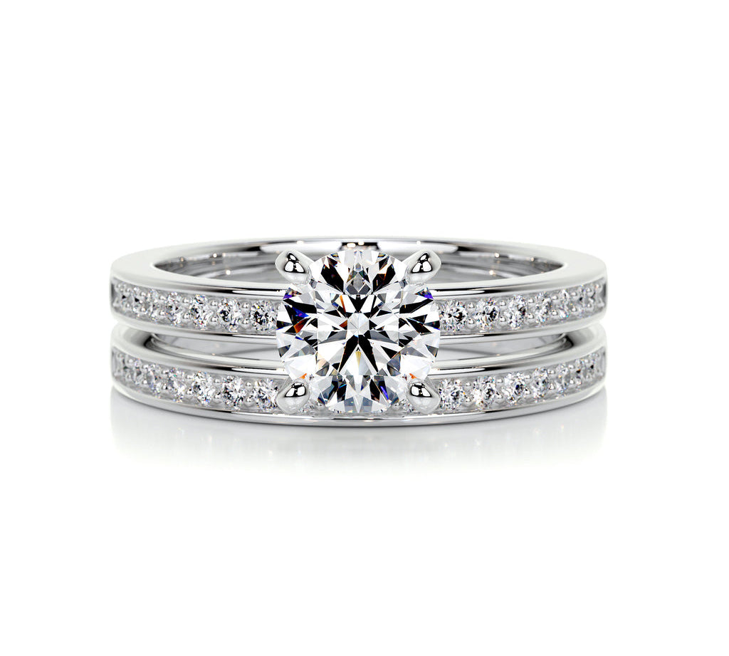 1.0 CT Round Solitaire CVD F/VS Diamond Bridal Ring Set 1