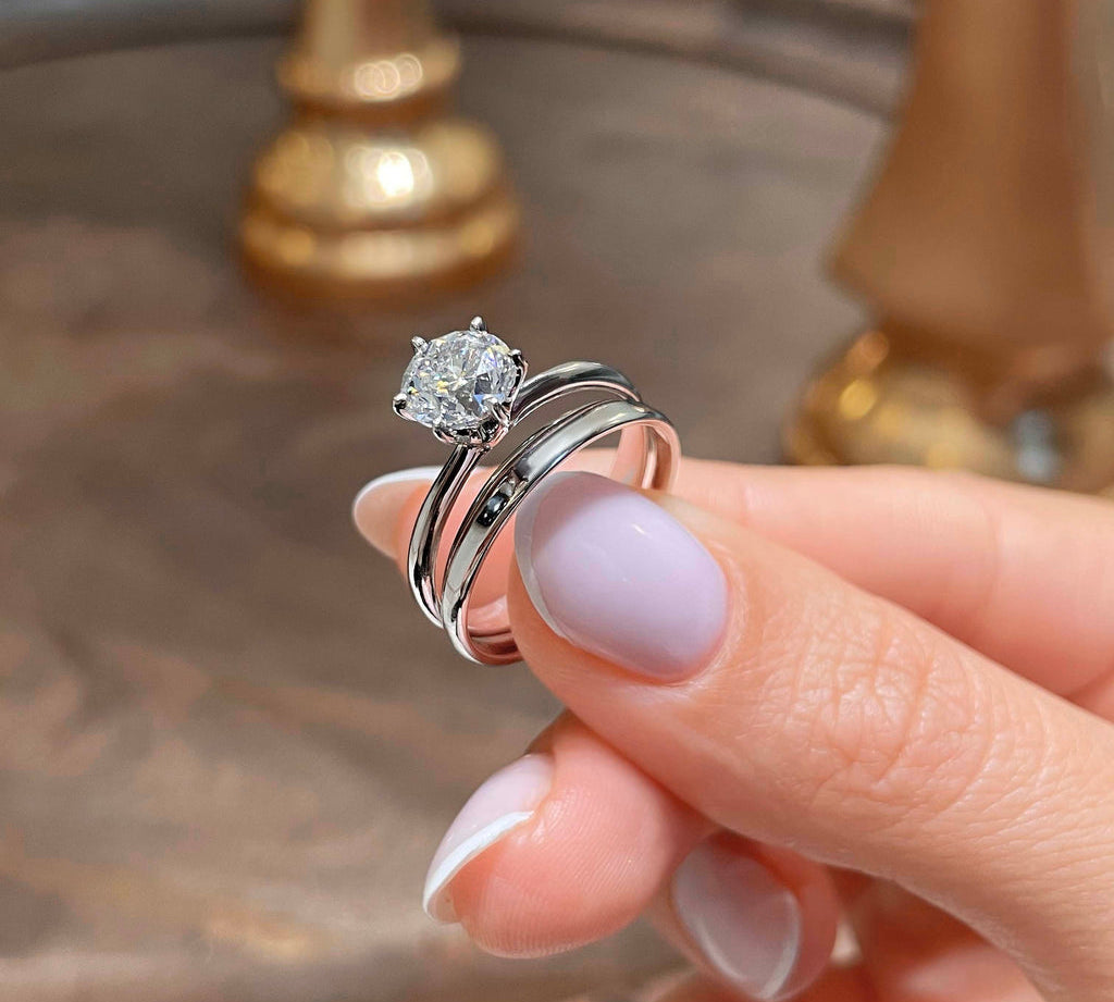 1.50 CT Round Solitaire CVD F/VS Diamond Bridal Ring Set 3