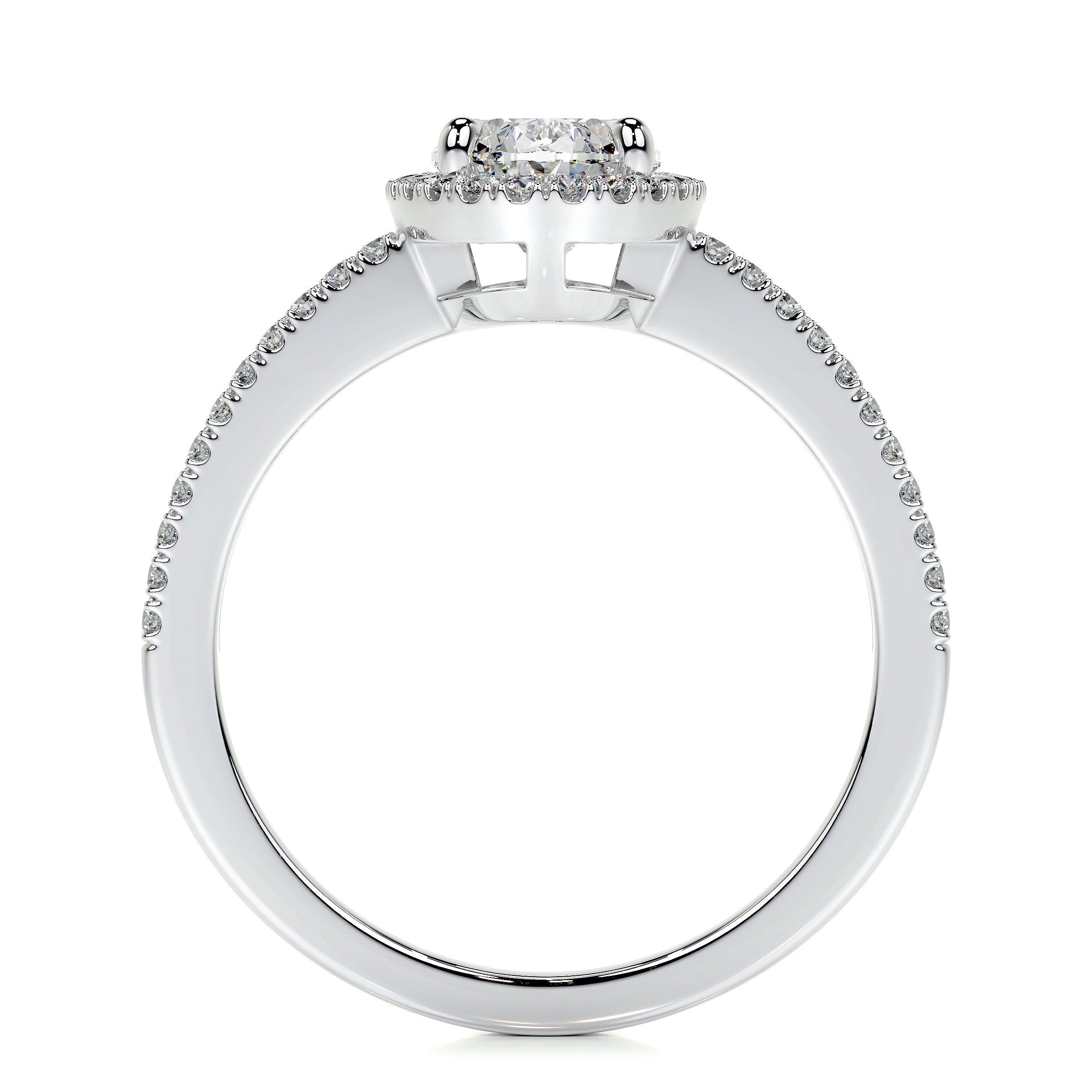 0.90 CT Oval Halo CVD H/SI1 Diamond Engagement Ring 5
