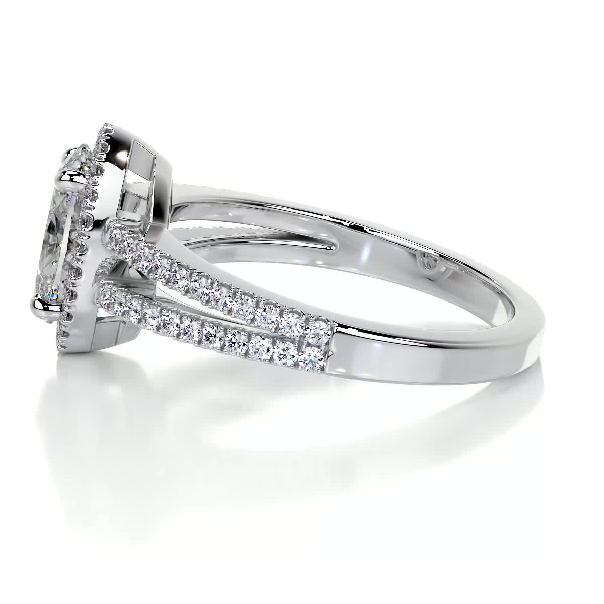 0.90 CT Oval Halo CVD H/SI1 Diamond Engagement Ring 4