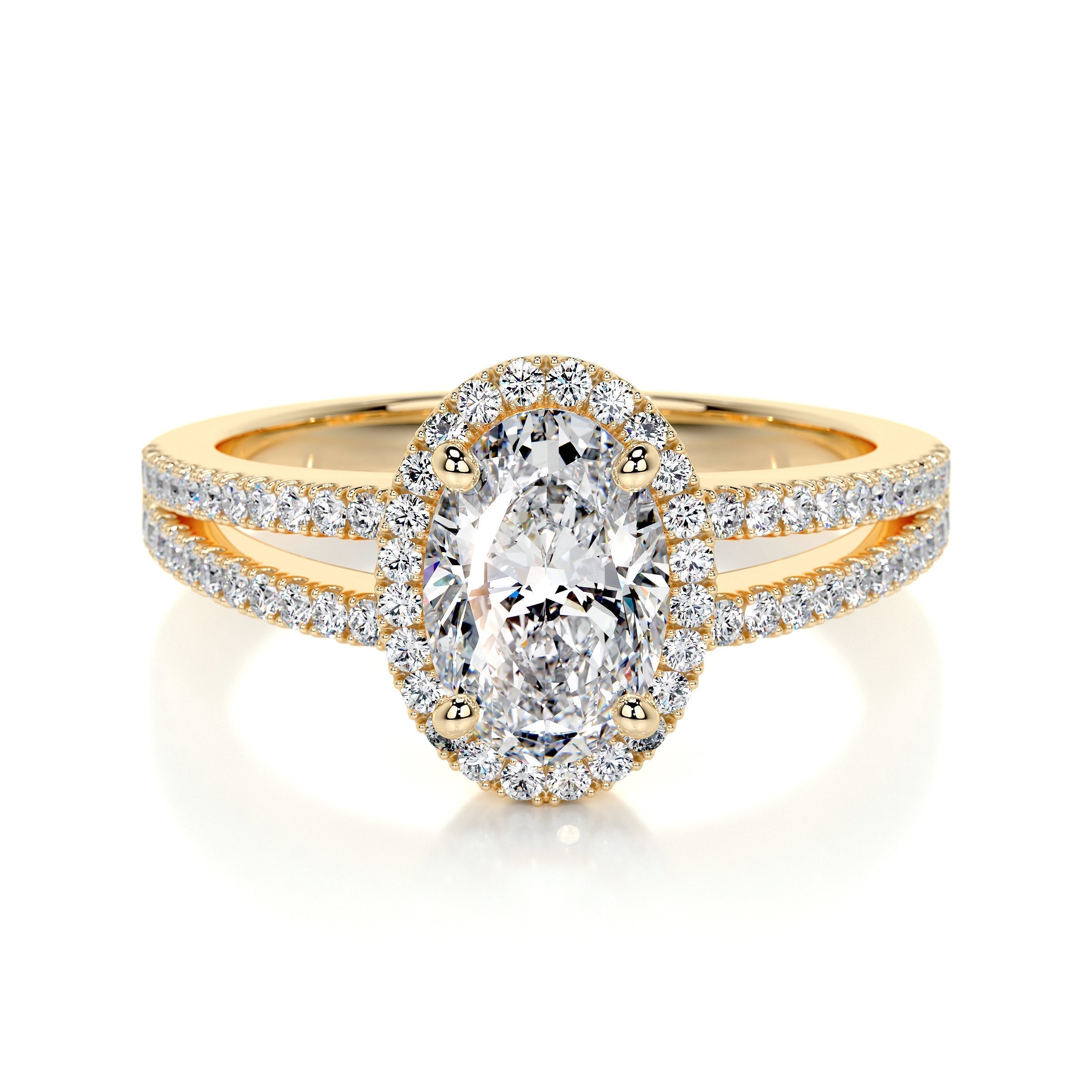 0.90 CT Oval Halo CVD H/SI1 Diamond Engagement Ring 7