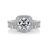 1.50 CT Round Halo CVD F/VS Diamond Bridal Ring Set 1