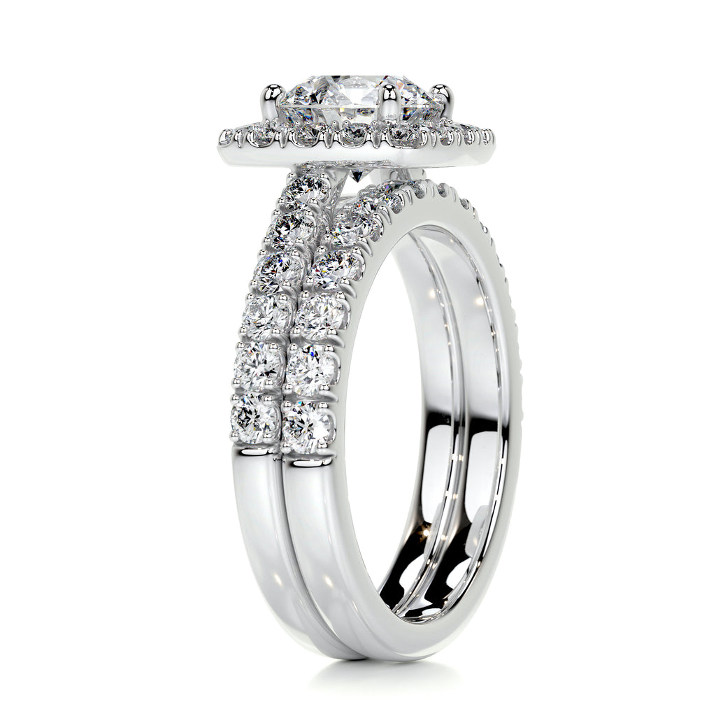 1.50 CT Round Halo CVD F/VS Diamond Bridal Ring Set 7