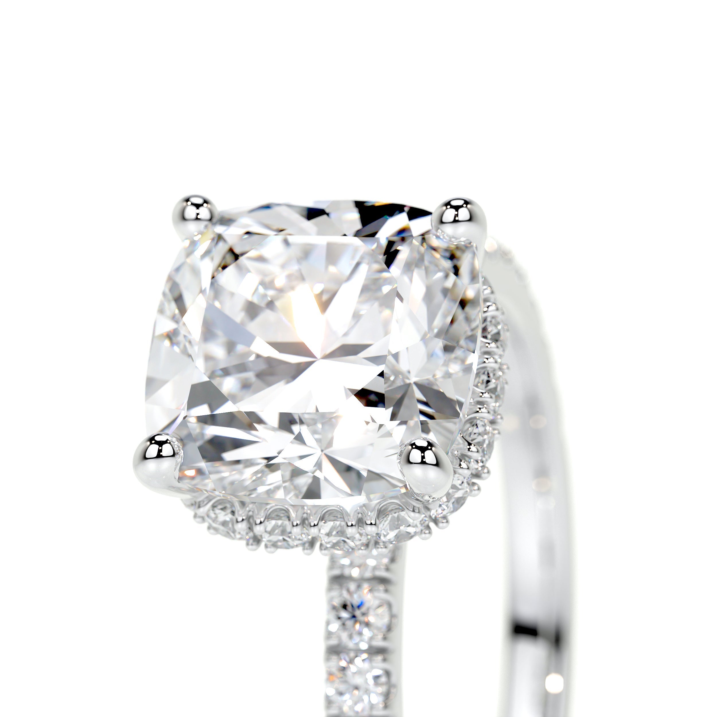 2.0 CT Cushion Hidden Halo CVD E/VS1 Diamond Engagement Ring 3