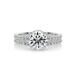 1.25 CT Round Hidden Halo CVD F/VS Diamond Bridal Ring Set 1