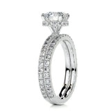 1.25 CT Round Hidden Halo CVD F/VS Diamond Bridal Ring Set 7