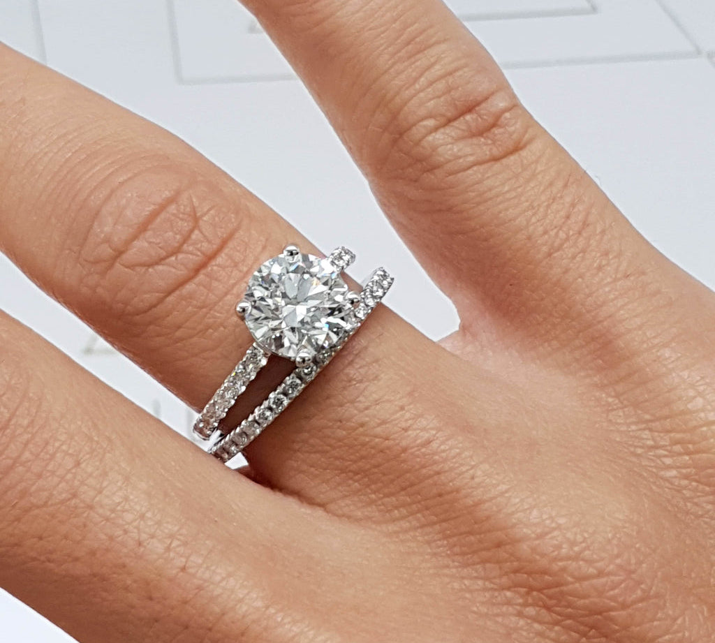 1.50 CT Round Solitaire CVD F/VS Diamond Bridal Ring Set 2