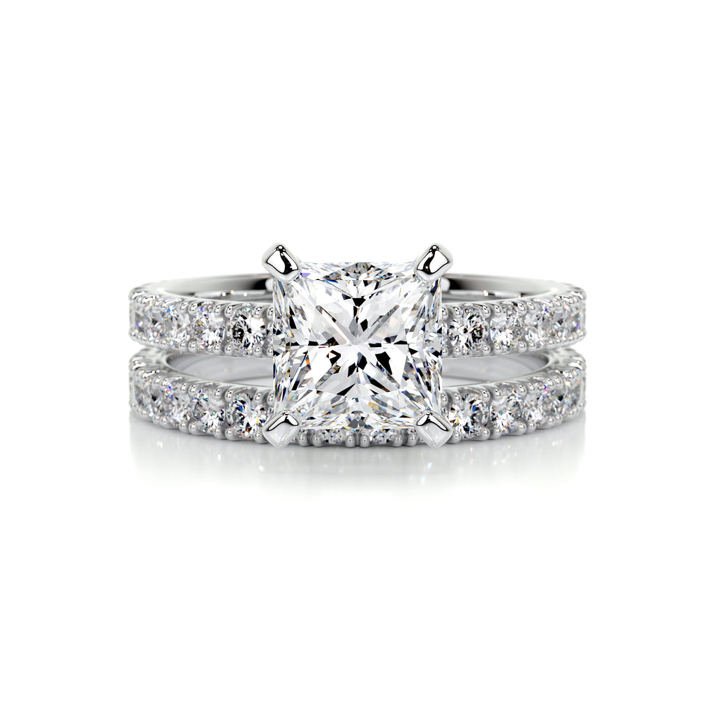 1.50 CT Princess Solitaire CVD F/VS Diamond Bridal Ring Set 1