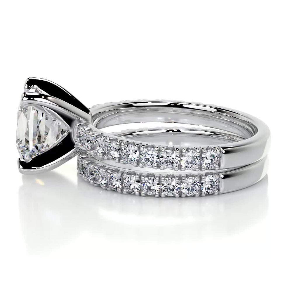 1.50 CT Princess Solitaire CVD F/VS Diamond Bridal Ring Set 5