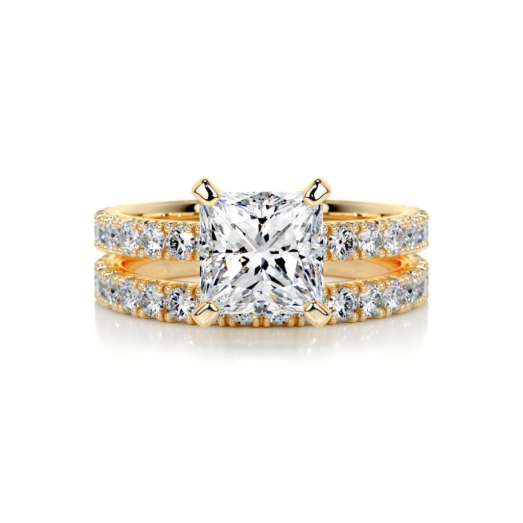 1.50 CT Princess Solitaire CVD F/VS Diamond Bridal Ring Set 7