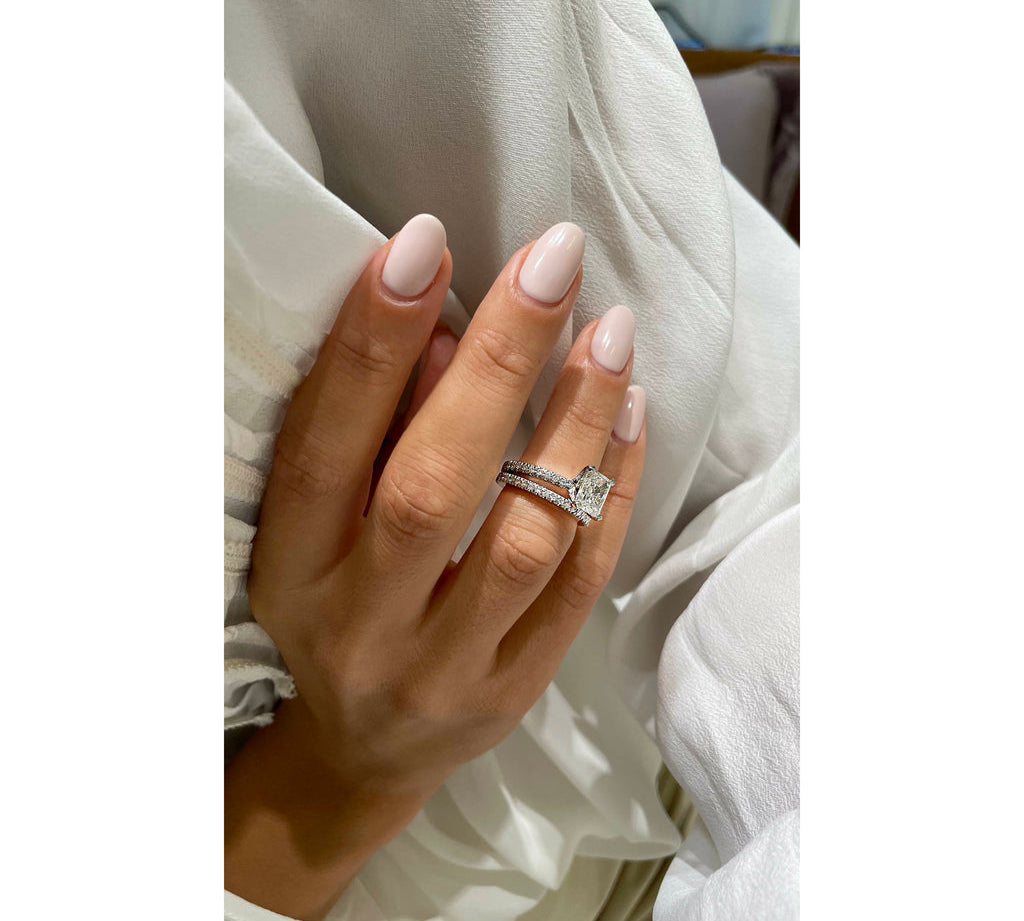 1.50 CT Radiant Solitaire CVD F/VS Diamond Bridal Ring Set 3