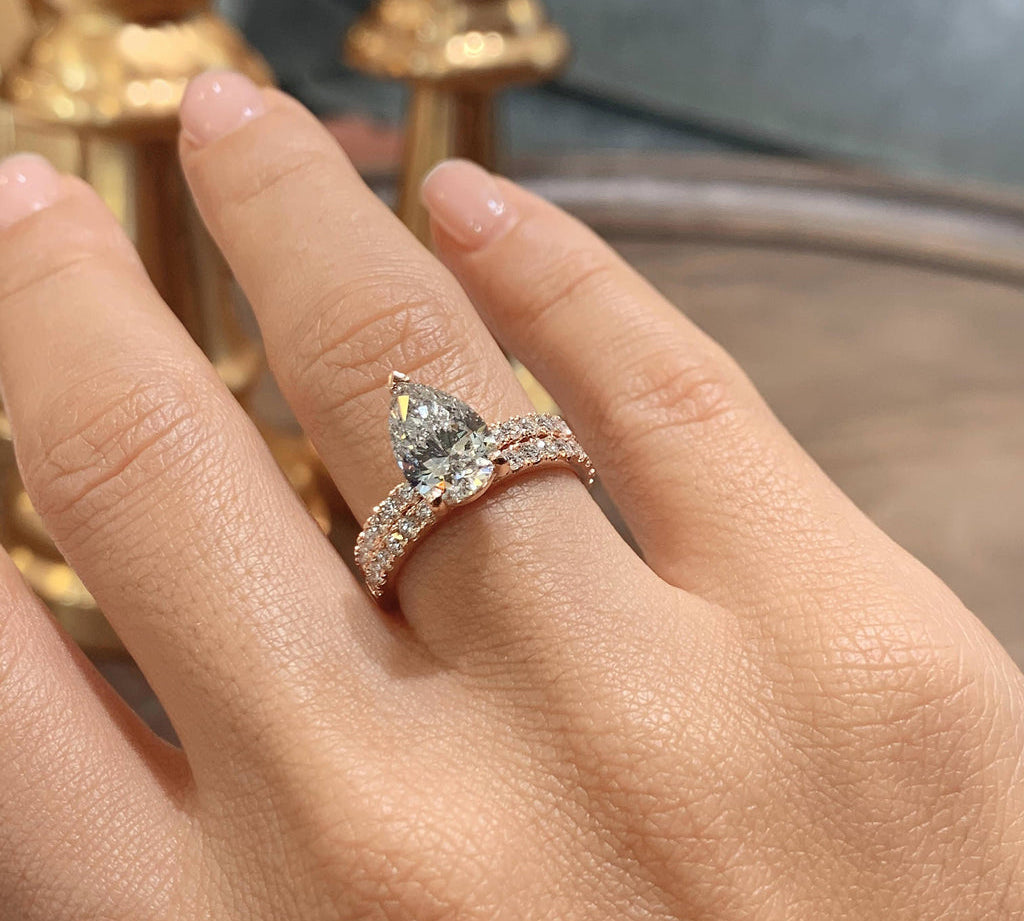 2.0 CT Pear Solitaire CVD F/VS Diamond Bridal Set 3