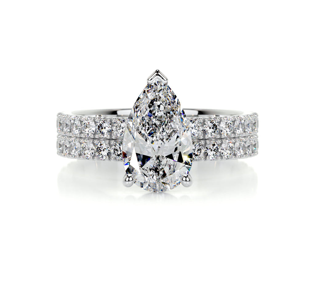 2.0 CT Pear Solitaire CVD F/VS Diamond Bridal Set 1