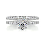 1.0 CT Oval Solitaire CVD F/VS Diamond Bridal Ring Set 1