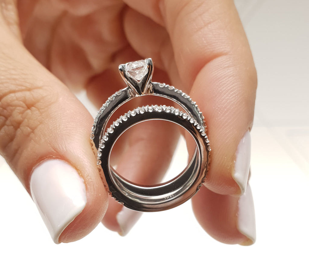 1.0 CT Oval Solitaire CVD F/VS Diamond Bridal Ring Set 3