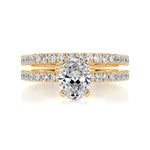 1.0 CT Oval Solitaire CVD F/VS Diamond Bridal Ring Set 8
