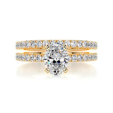 1.0 CT Oval Solitaire CVD F/VS Diamond Bridal Ring Set 8