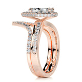 1.50 CT Pear Halo CVD F/VS Diamond Bridal Ring Set 17