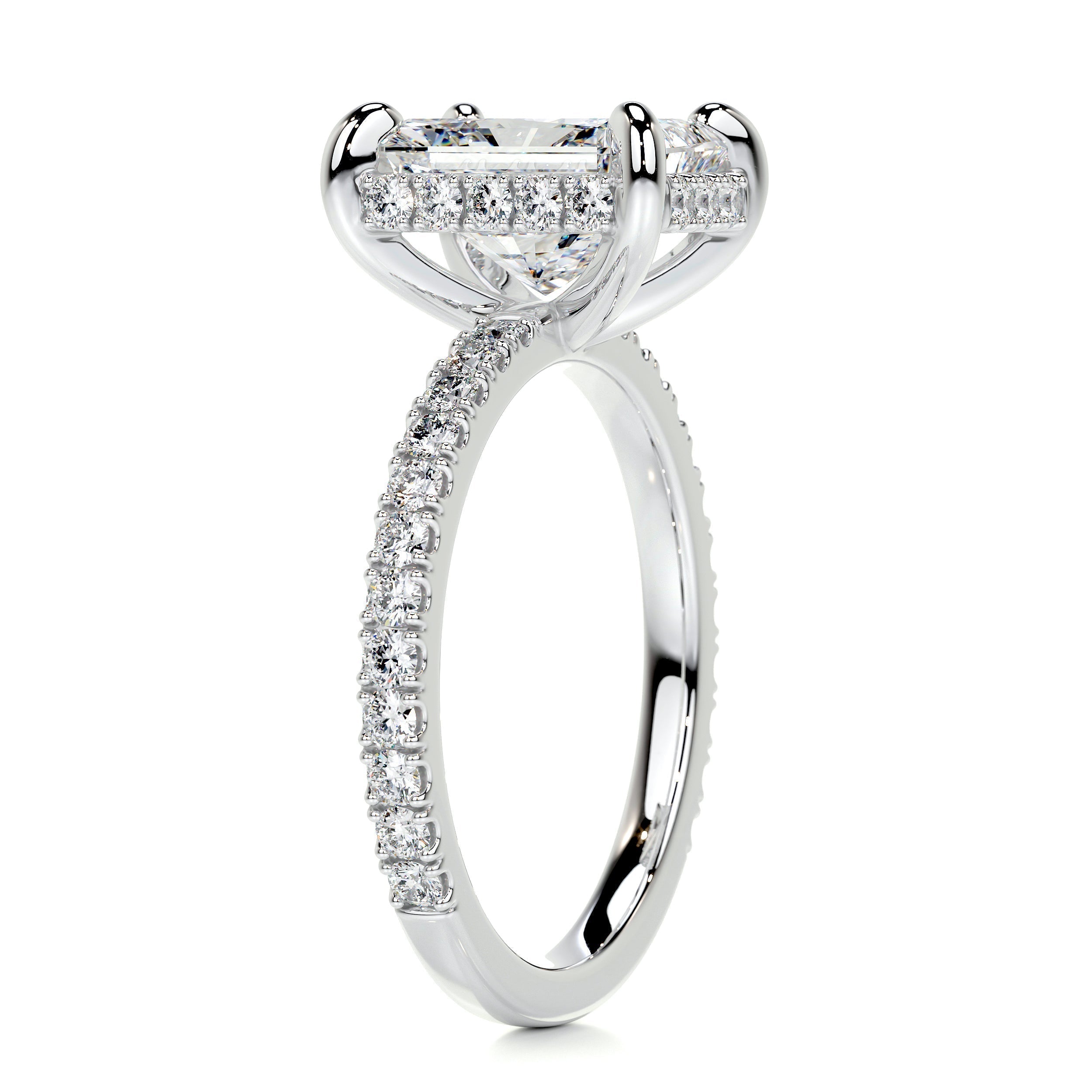 2.0 CT Radiant Hidden Halo CVD E/VS2 Diamond Engagement Ring 4