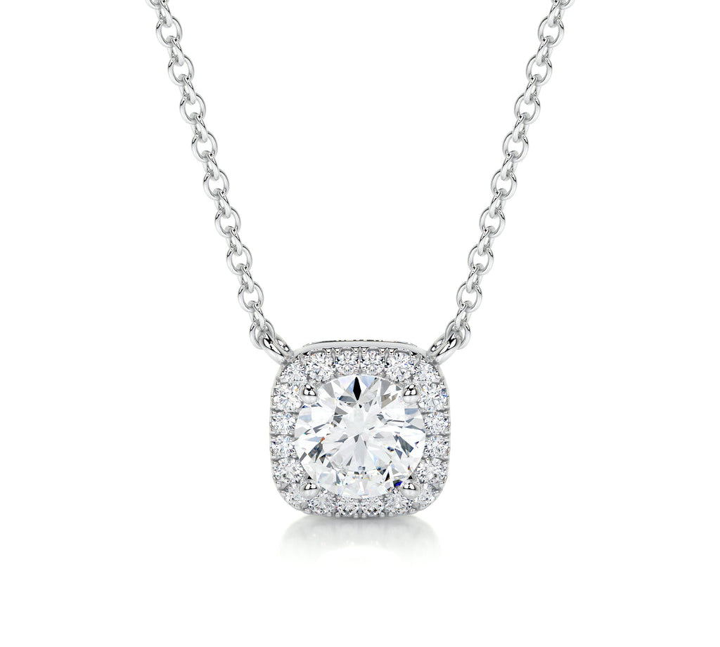 1.0 CT Round Halo CVD F/VS Diamond Necklace 3