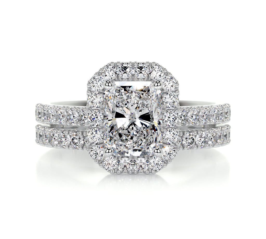 1.50 CT Radiant Halo CVD F/VS Diamond Bridal Ring Set 1
