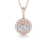0.50 CT Round Double Halo CVD F/VS Diamond Necklace 12