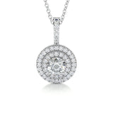 0.50 CT Round Double Halo CVD F/VS Diamond Necklace 1