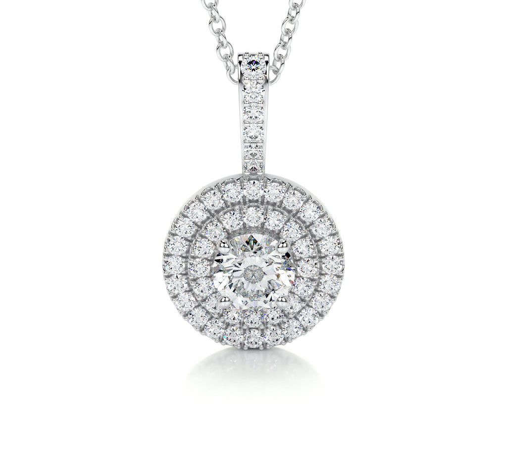 0.50 CT Round Double Halo CVD F/VS Diamond Necklace 1