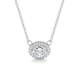 1.0 CT Oval Halo CVD F/VS Diamond Necklace 1