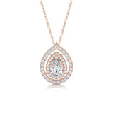 1.0 CT Pear Double Halo CVD F/VS Diamond Necklace 13