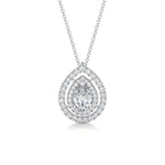 1.0 CT Pear Double Halo CVD F/VS Diamond Necklace 1
