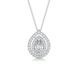 1.0 CT Pear Double Halo CVD F/VS Diamond Necklace 1