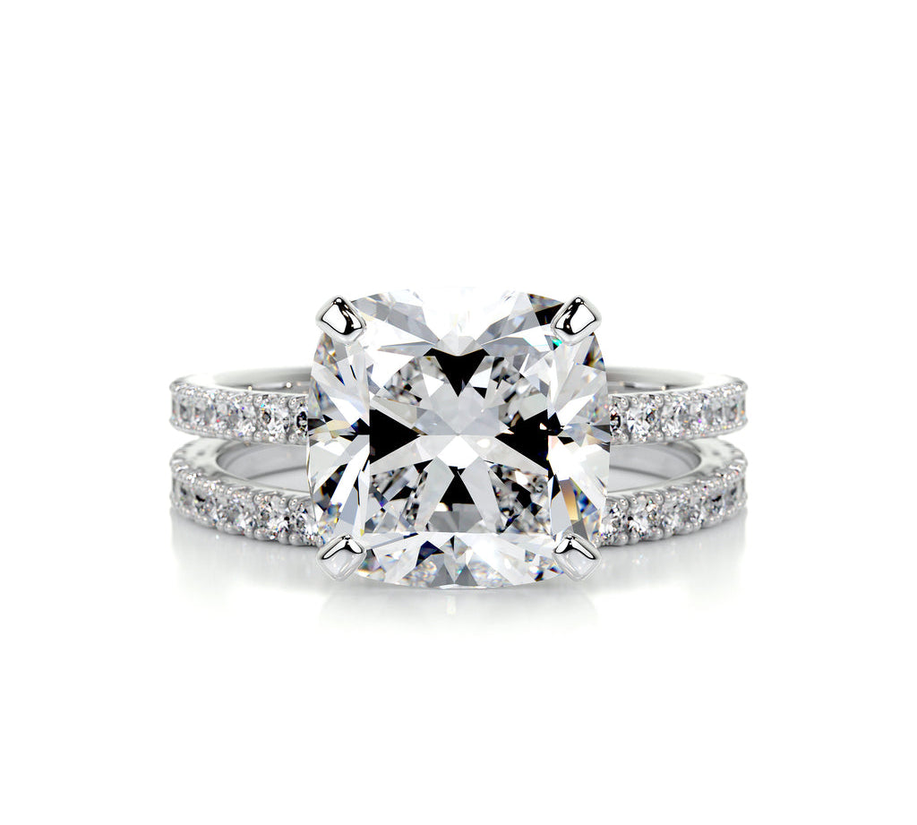3.0 CT Cushion Solitaire CVD F/VS Diamond Bridal Ring Set 1