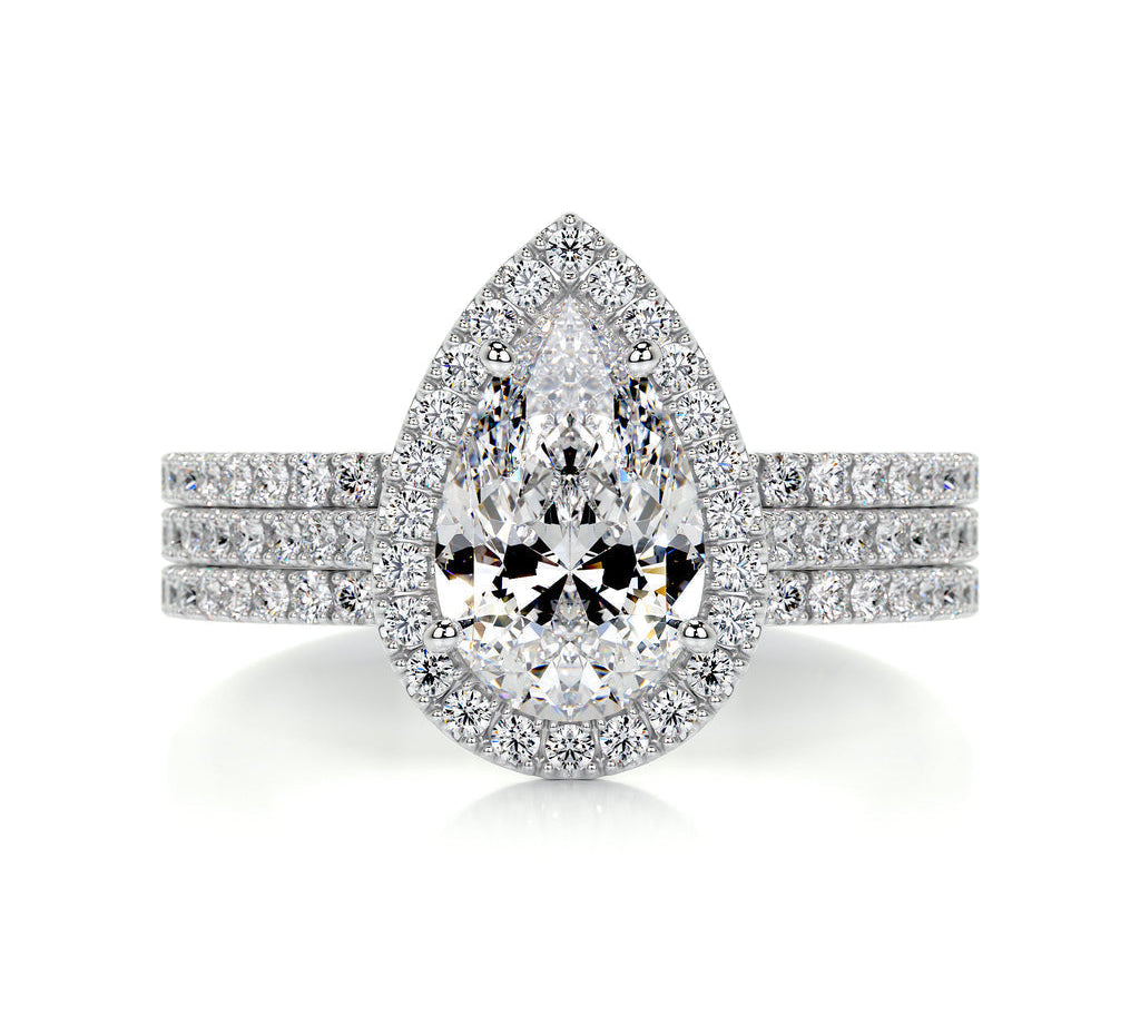 2.0 CT Pear Halo CVD F/VS Diamond Bridal Set 1